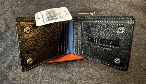 NIB Harley-Davidson Black Bifold w/Colored Logo Genuine Leather RFID Wallet - Picture 3 of 4