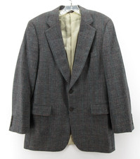 VINTAGE Paul Stuart Sport Coat Men 38 Gray Blazer Tweed Herringbone Windowpane