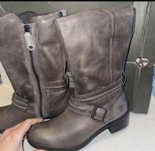 Womens Timberland Whittemore A12IC GreyLeather Side Zip Mid Calf Boots 7.5