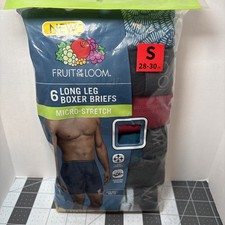Fruit of The Loom 6 SMALL Underwear Mens Micro-Stretch Long Leg Boxer Briefs