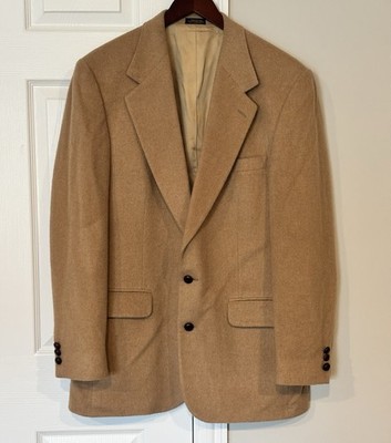 Camel Hair Two Button Blazer Jacket Rogers Scott Mens Size 42L USA Made Vintage