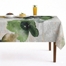 Green Floral Digital Print Wedding Tablecloth Aster Polyester Dining Cover