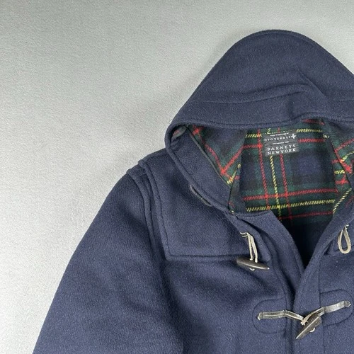 Gloverall Duffle Coat Men’s Small Navy Blue Wool Toggle Hooded Tartan England image 9