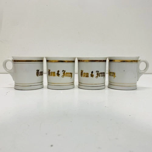 Tom and Jerry Cocktail China Cups. Set of 4 Vintage Porcelain Mugs