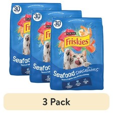  3 pack Purina Friskies Seafood Sensations Dry Cat Food Flavors of Salmon 30 lb