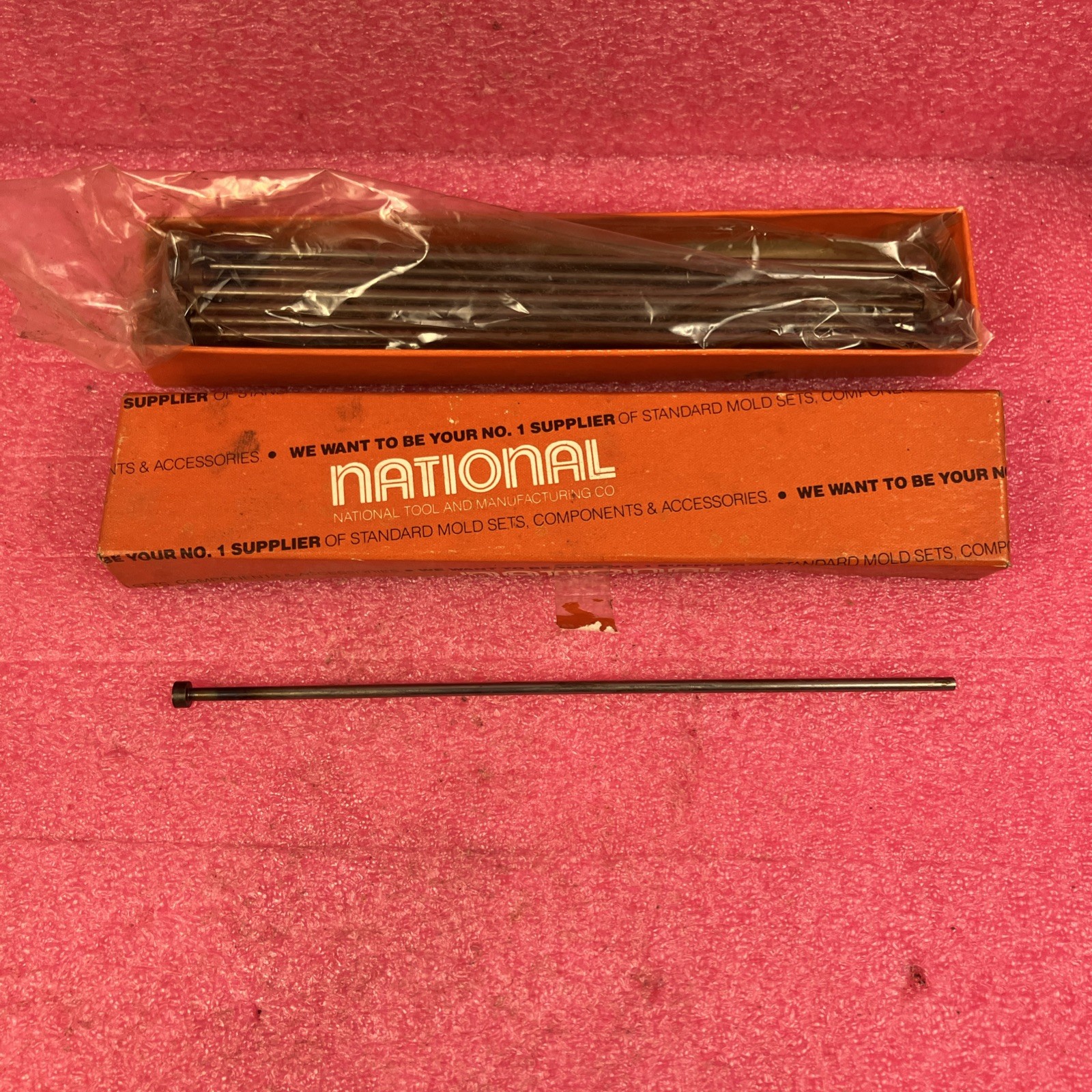 20pcs 1/8” National Straight Ejector Pin 7” OAL, 1/4” Head x 1/8” Head Height
