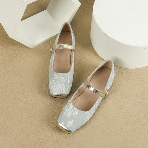 Womens Flat Square Toe Shoes Summer Chinese Style Mary Jane Shoes Evening Shoes - Picture 27 of 28