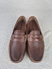 Trask Derek Brown Bison Leather Driving Shoes Penny Loafers Moccasins Mens sz 8 