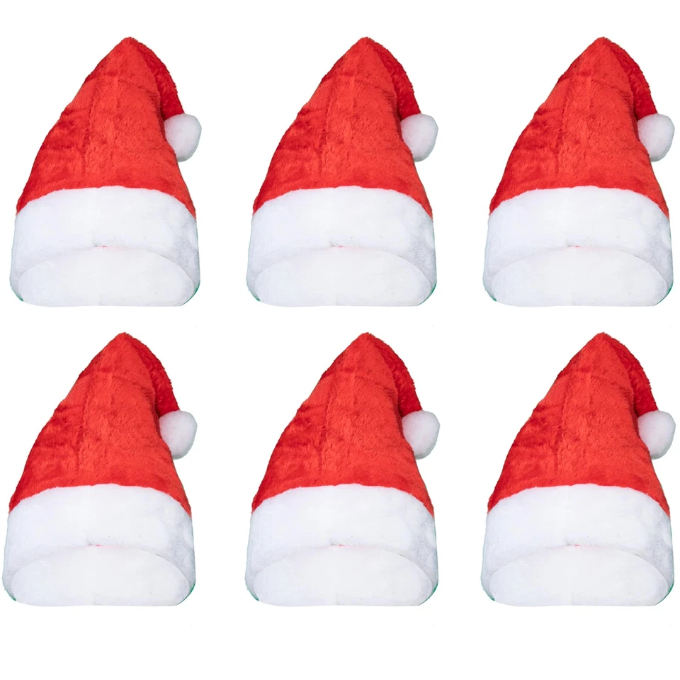 A2Z 6 Paquete Sombrero De Navidad Santa Pom Pom Disfraz Papá Noel Gorro Cálido - Imagen 1 de 1