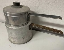 Vintage pure aluminum double boiler pot