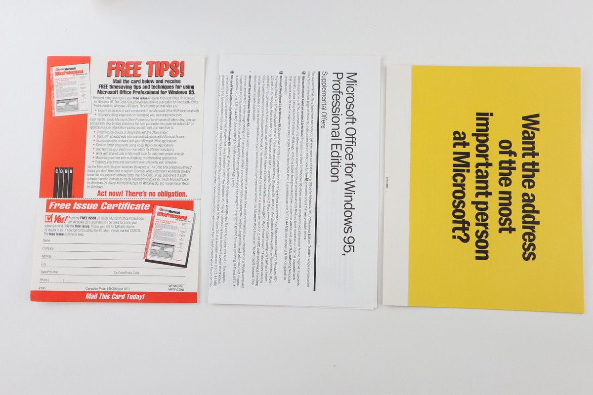 Microsoft Office Professional Windows 95 Excel Word Access