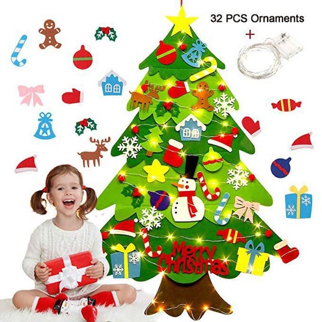 Diy Felt Christmas Tree New Year Gift Children Toy Wall Mounted