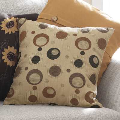 Tan Classic Circles 18'' Pillow Cover