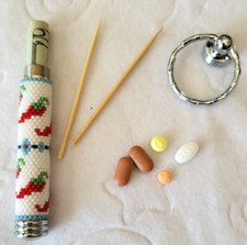 Secret Compartment Keychain, Red Hot Chili Peppers, HAND BEADED