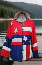 Image of Allure Womens Patriotic American Flag Jacket Patriot America Plus Sz 22/24 NWT