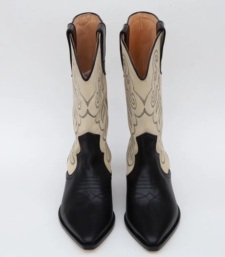 Isabel Marant Cowboy Western Boots Size 38-US 8 in Black/ White Ecru - Picture 15 of 18