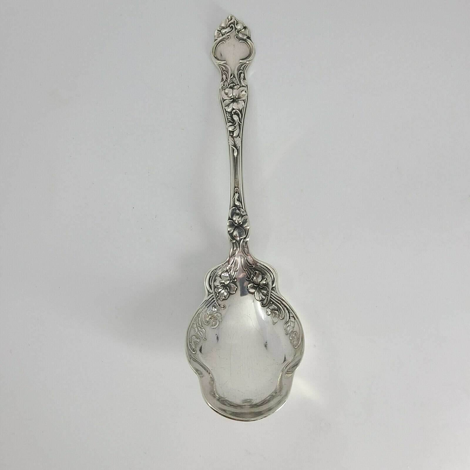 Art Nouveau Wallace Sterling Silver Violet Sugar Spoon 6 1/8" No Mono PAT 1904