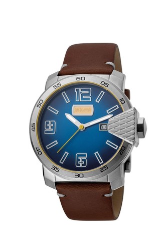 Just Cavalli Men's Rock Bold XXL JC1G015L0035 Brown Leather Luminous Date Watch - 第 1/2 張圖片