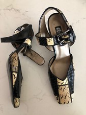 J RENEE LUXE Patchwork Leather SNAKE SKIN HIGH HEEL SHOES Ankle strap 6.5
