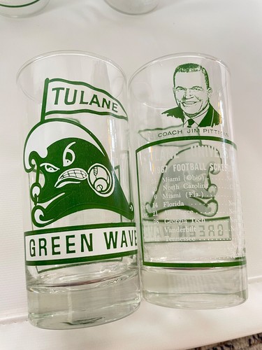 (4)Tulane University 1967 Green Wave Vintage Glass Football Schedule Jim Pittman - Picture 9 of 11