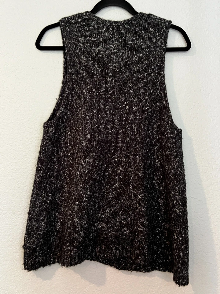 Cárdigan Suéter Chaleco Coldwater Creek Gris Grueso Tejido Sin Mangas Talla M Foto 4 de 4