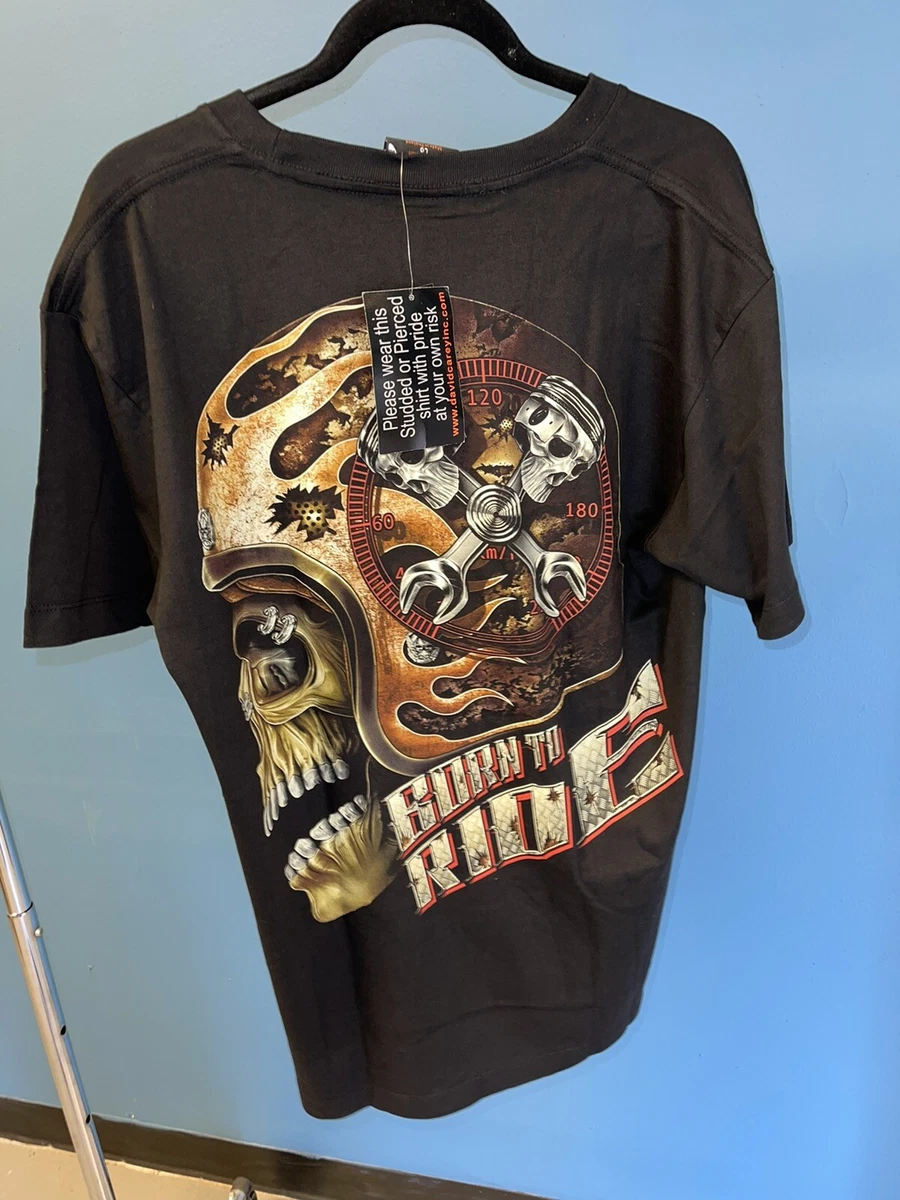 Skull Shirtz Studded & Pierced Guns Glow Dark Born Ride T-Shirt men's size 3xL
