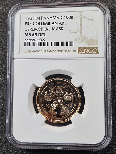 🌟 1981 PANAMA GOLD 100 Balboas CEREMONY MASK Coin NGC MS69 DPL Mintage 174 RARE