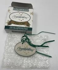 Longaberger Basket Pottery Tie On Congratulations New Old Stock