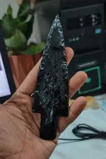 Black Obsidian Arrowhead Spearhead - Stone Blade for Healing & Arrow Decor