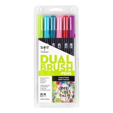 Tombow Dual Brush Art Markers Pens - Tropical Palette - 6ct BRAND NEW