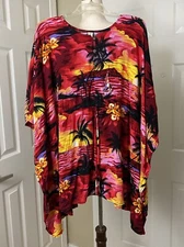 Sunny Island Hawaii Womens Kimono Top One Size Fits Most Red Tropical