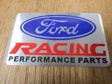 FORD RACING PERFORMANCE PARTS METAL PLAQUE SELF STICK 3 1/8" x 2"