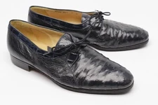 Mauri Exotic Dress Shoes Mens 9 M Blue Full Quill Ostrich Alligator Plain Toe 