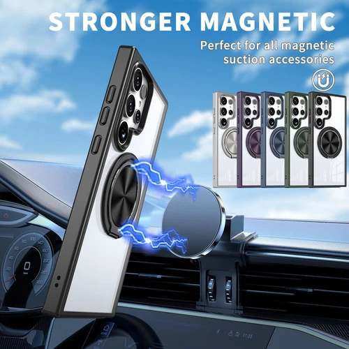 Funda transparente con soporte de anillo magnético Magsafe para Samsung Galaxy S24 Ultra S23 Plus S22 - Imagen 1 de 22