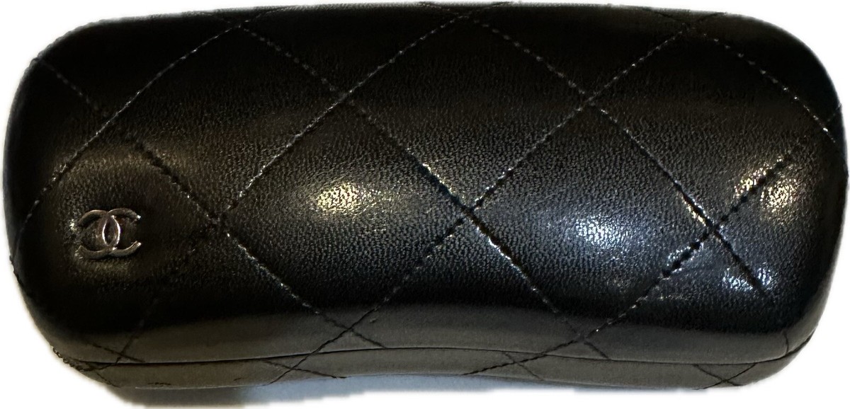 Chanel Black Leather Hard Glasses Case Clamshell Sunglasses Case CC Logo Vintage CHANEL Black Quilted Hard Case Clamshell CC logo  main image 3