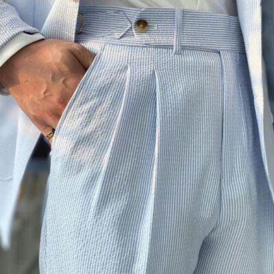 light blue dress pants mens The Black Tux Light Suit Pants-Classic In Blue | Size: 50/32 main image 0