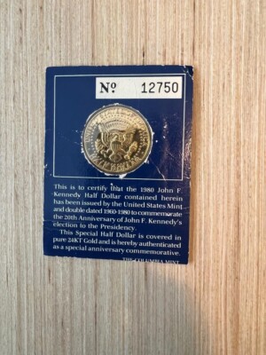 ham004 ジョン・F・ケネディ 半ドル 24KTゴールドコイン The JOHN F. KENNEDY Half Dollar Double Dated 1960-1985