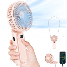 Portable Handheld Fan USB Rechargeable, Foldable, 2-Speed, 4000mAh Battery
