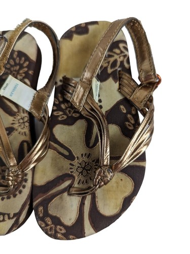 Baby Gap Girls size 5 Gold Trim Asian Look Strappy Toddler Sandals - Picture 2 of 7