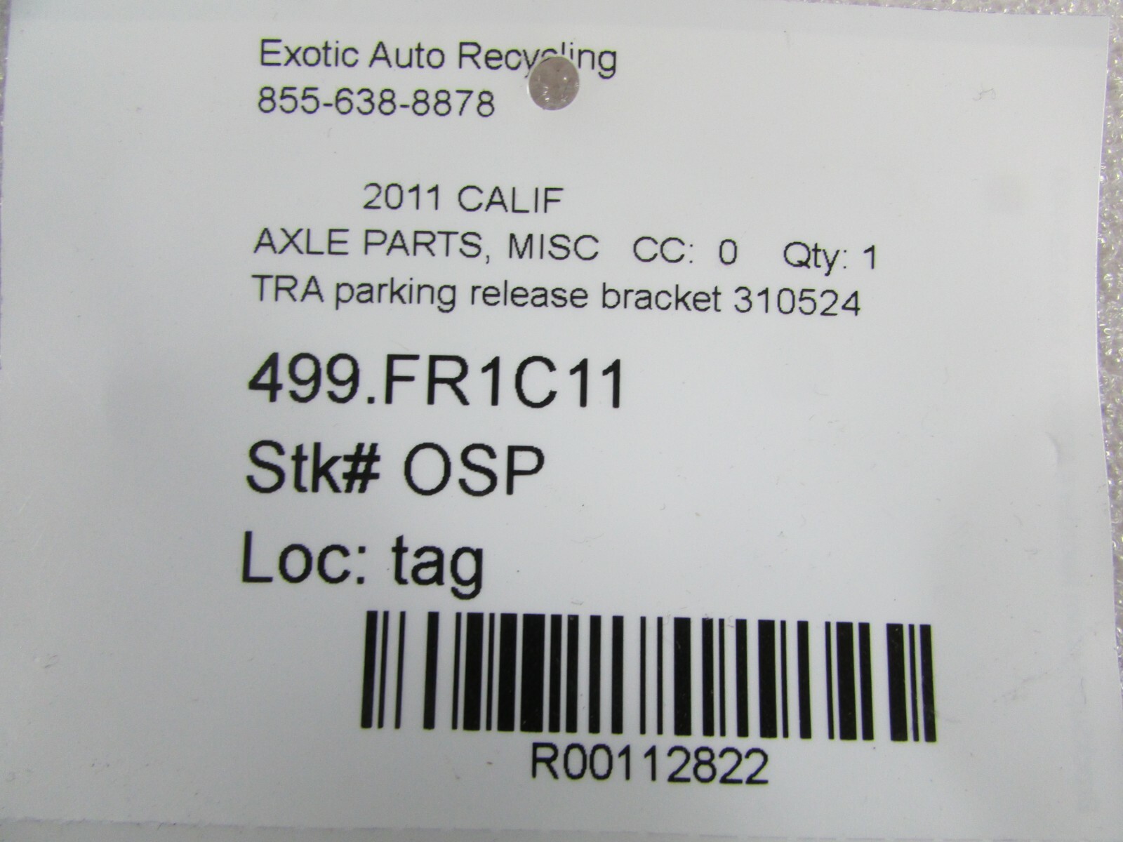 Ferrari California, Transmission Parking Releaese Bracket, Used, P/N 310524