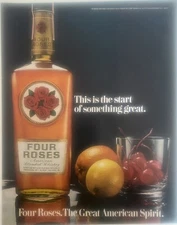 Vintage Four Roses Blended Whiskey Advertising Magazine Page Print Cherry
