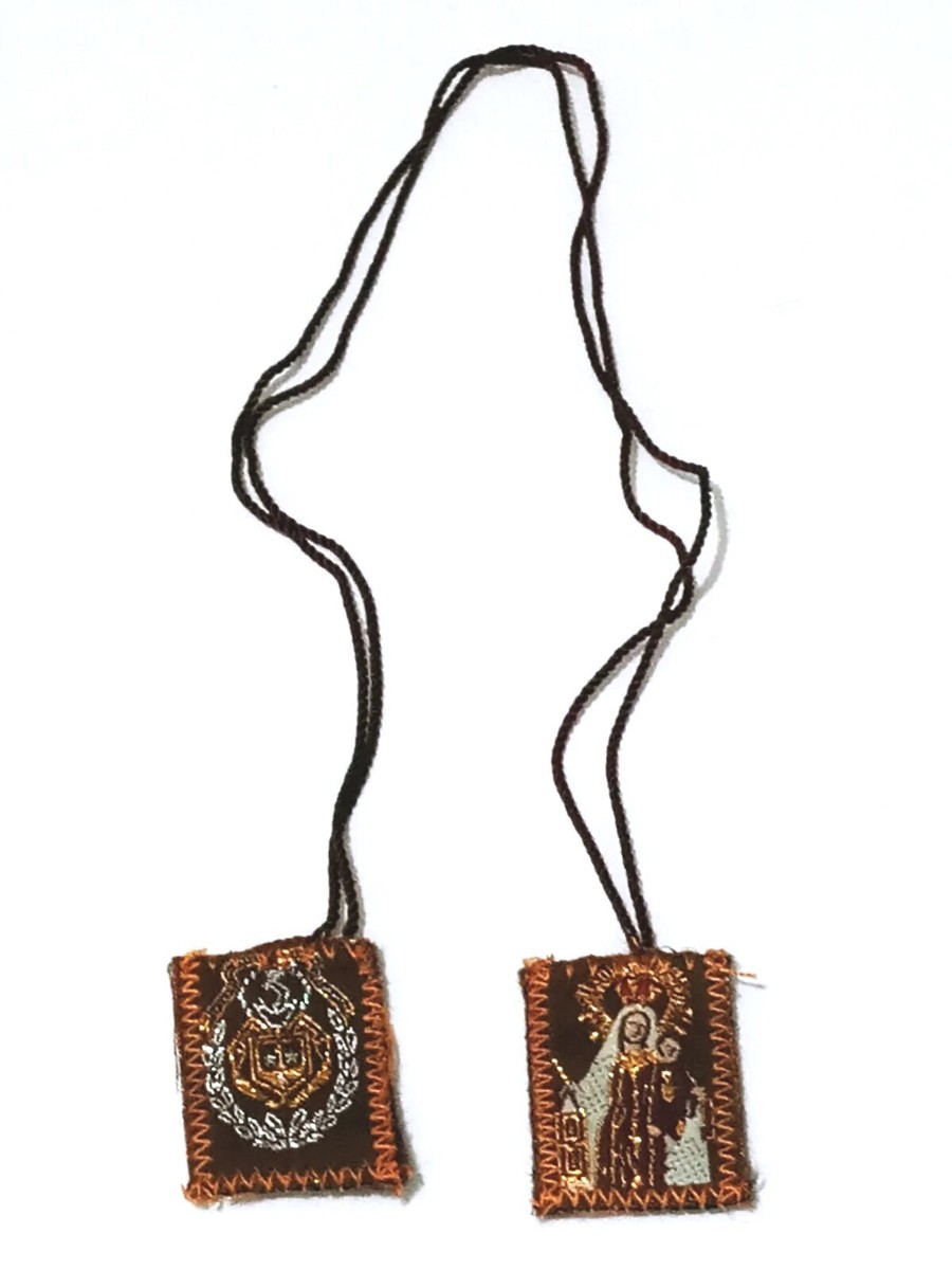 12-Piece Religious Scapular Set – Virgen Del Carmen, Handmade In Mexico