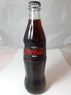 Coca-Cola zero Glass Full Bottle Paper label Switzerland - UEFA EURO 2016 FRANCE
