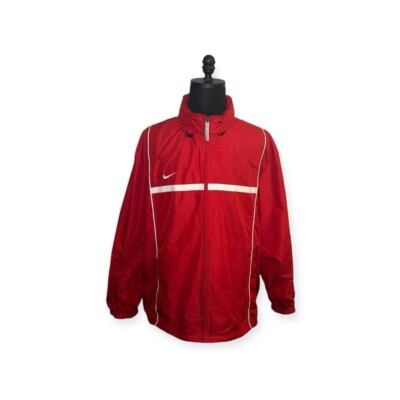 Nike Vintage Soccer Red/White Jacket With Hood Men s Size XL