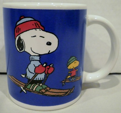 B I Inc Peanuts Snoopy and Woodstock Skiing Cup Mug