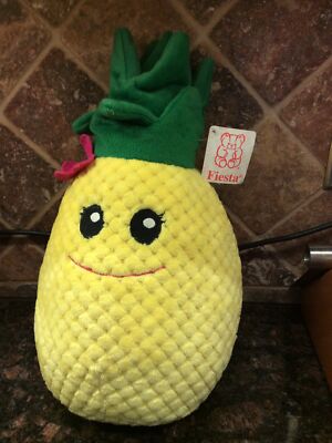 New 15'' Fiesta Pineapple Mai Tai Plush w/ Flower Girl Yellow Green Stuffed