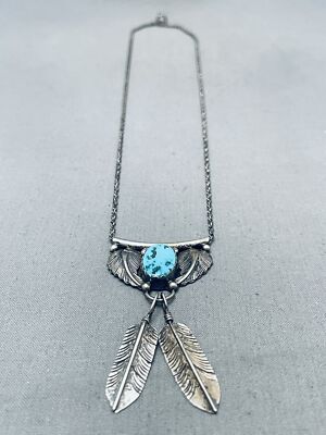 Superlative Vintage Navajo Morenci Turquoise Native American Jewelry Silver Squash Blossom Necklace Superlative Vintage Navajo Morenci Turquoise Native American Jewelry Silver Squash Blossom Necklace