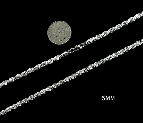 Real 925 SOLID Sterling Silver ROPE CHAIN Bracelet, Diamond Cut, ITALY 2MM-7MM - 第 8/12 張圖片