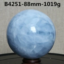 B4251-88mm-1019g Natural Magic Blue Calcite Quartz Crystal ball Specimen Healing