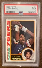 1978 TOPPS JULIUS ERVING DR. J PSA 9 MINT  PHILADELPHIA 76'ERS (#130) LOOKS 10